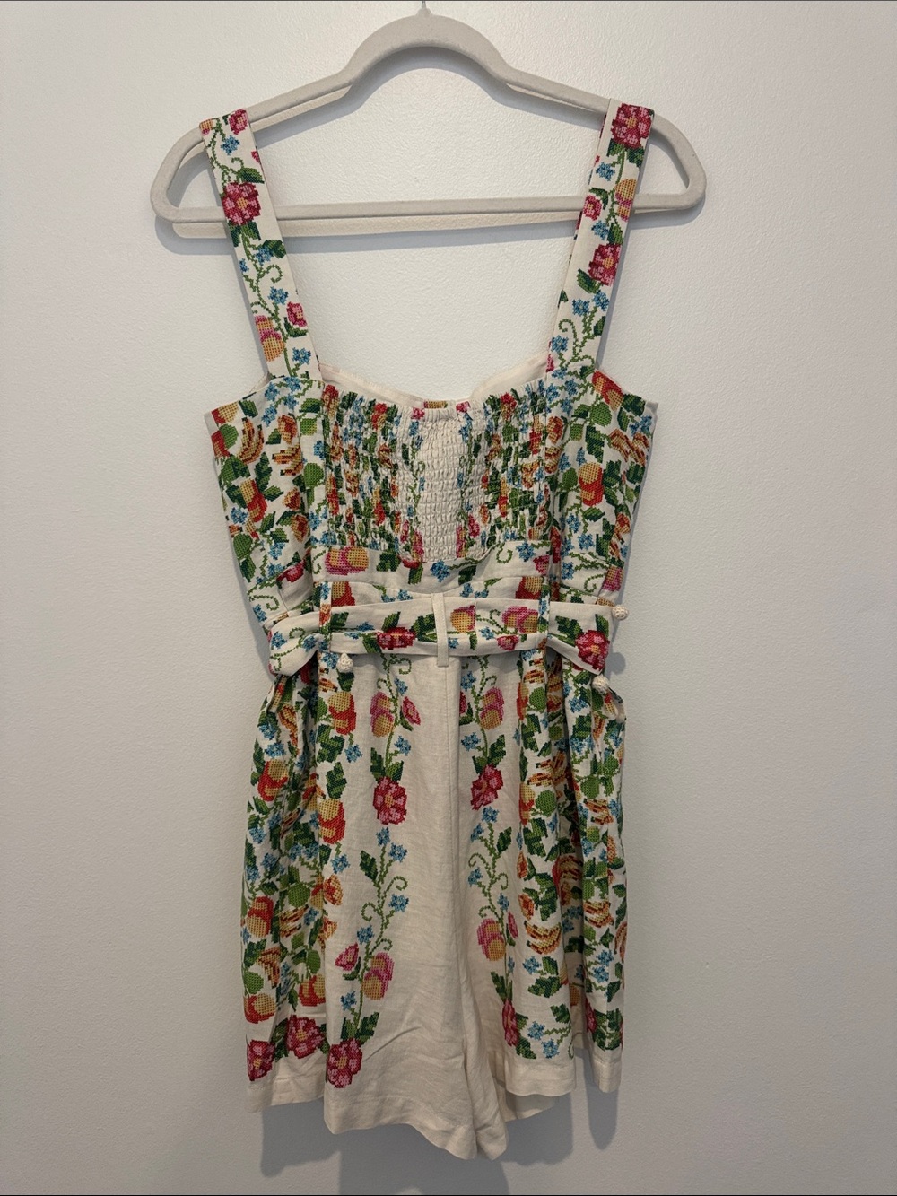 FARM Rio Cream Embroidered Floral Romper with Multicolor Flowers - Picture 3 of 3